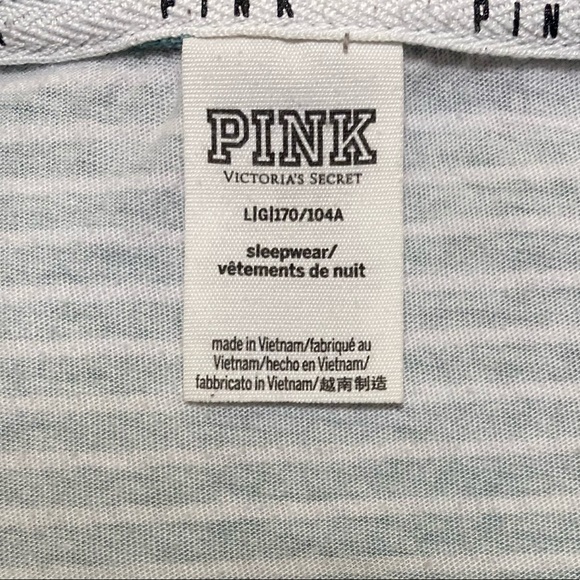 Green & White Striped PINK sleepwear V- neck-large - Picture 3 of 10